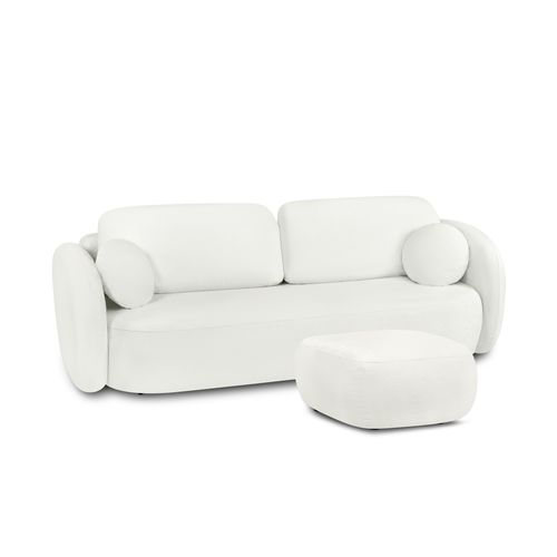 Pouf Carlotta Tissu Chenille Écru