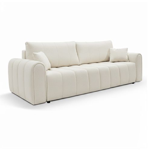 Canapé Droit Convertible Giorgio 3 Places Tissu Bouclette Grège