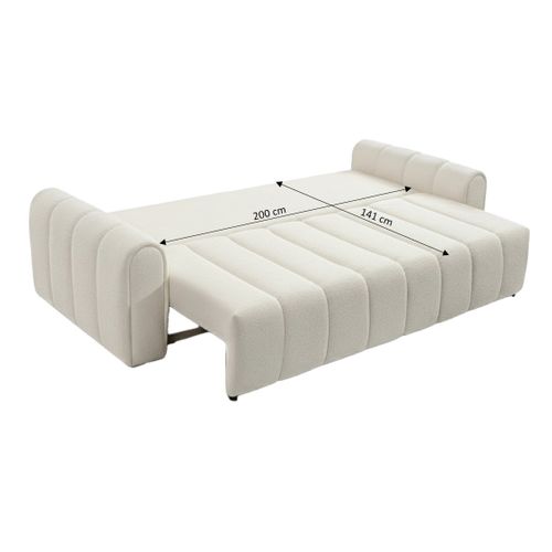 Canapé Droit Convertible Giorgio 3 Places Tissu Bouclette Grège