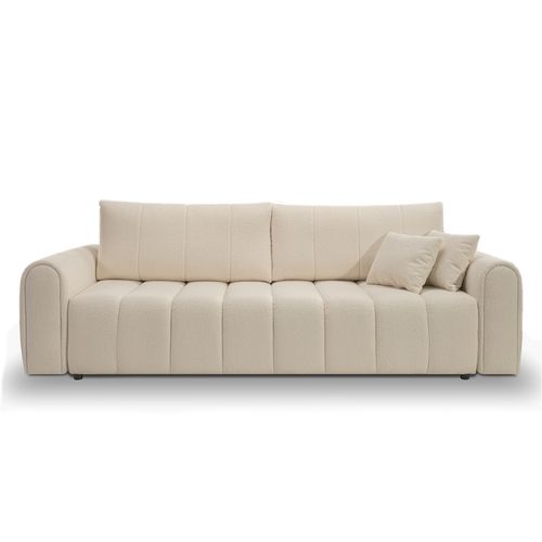 Canapé Droit Convertible Giorgio 3 Places Tissu Bouclette Taupe