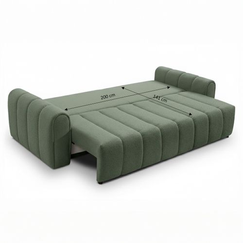 Canapé Droit Convertible Giorgio 3 Places Tissu Bouclette Vert Kaki