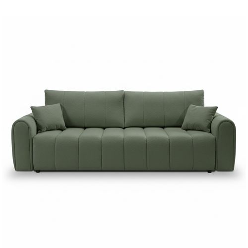 Canapé Droit Convertible Giorgio 3 Places Tissu Bouclette Vert Kaki