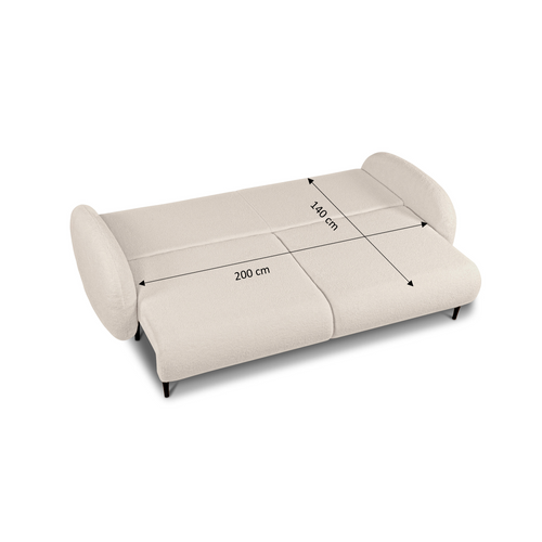 Canapé Droit Convertible Carino 3 Places Tissu Bouclette Grège