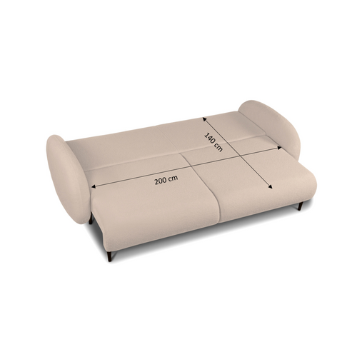 Canapé Droit Convertible Carino 3 Places Tissu Bouclette Taupe