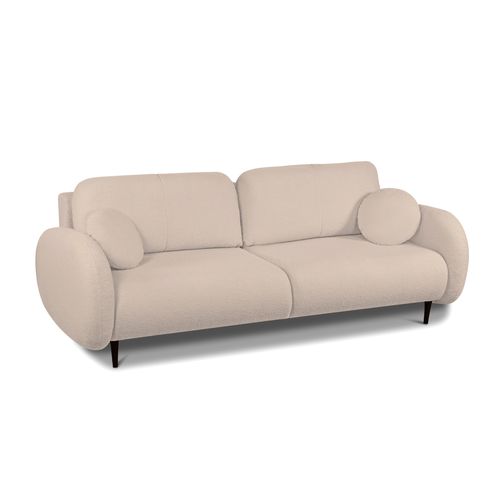 Canapé Droit Convertible Carino 3 Places Tissu Bouclette Taupe