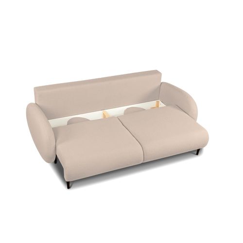 Canapé Droit Convertible Carino 3 Places Tissu Bouclette Taupe
