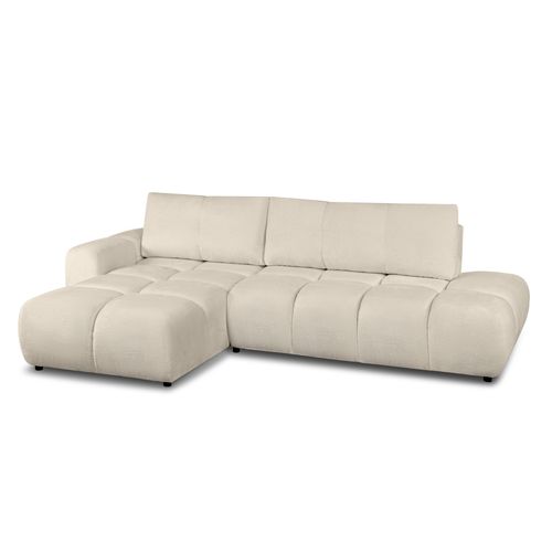 Canapé D'angle Gauche Convertible Sorella 4 Places Tissu Chenille Grège