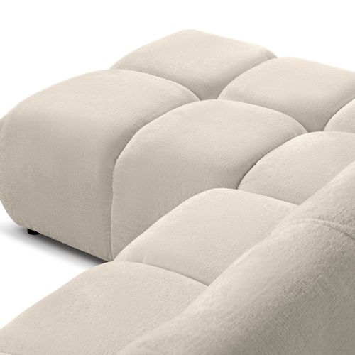 Canapé D'angle Gauche Convertible Sorella 4 Places Tissu Chenille Grège