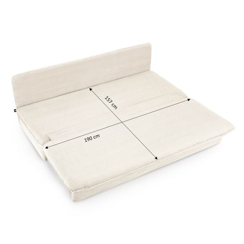 Banquette Convertible Noma 3 Places Velours Côtelé Écru