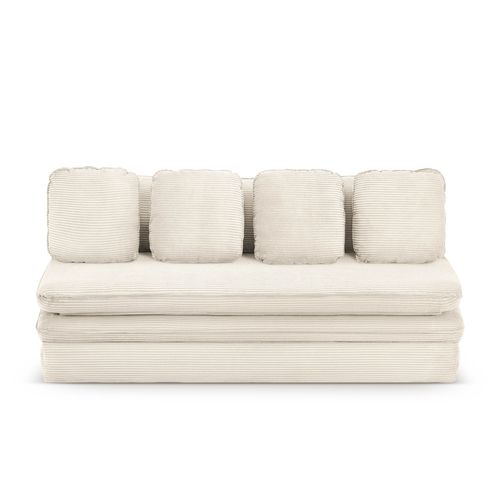 Banquette Convertible Noma 3 Places Velours Côtelé Écru