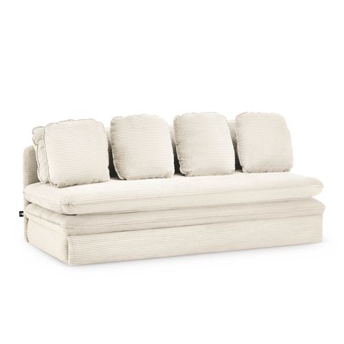 Banquette Convertible Noma 3 Places Velours Côtelé Écru