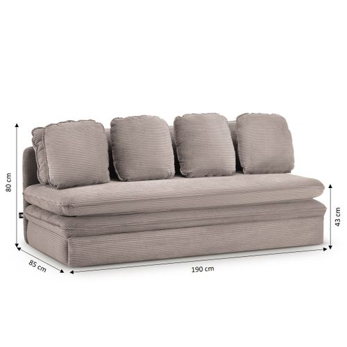 Banquette Convertible Noma 3 Places Velours Côtelé Taupe