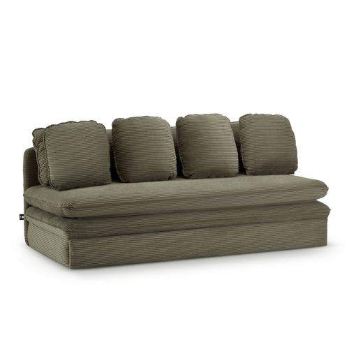 Banquette Convertible Noma 3 Places Velours Côtelé Vert