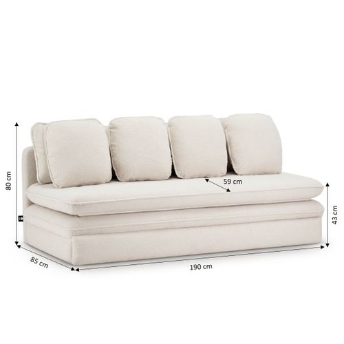 Banquette Convertible Noma 3 Places Tissu Bouclette Écru