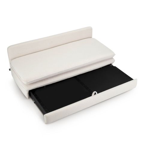 Banquette Convertible Noma 3 Places Tissu Bouclette Écru