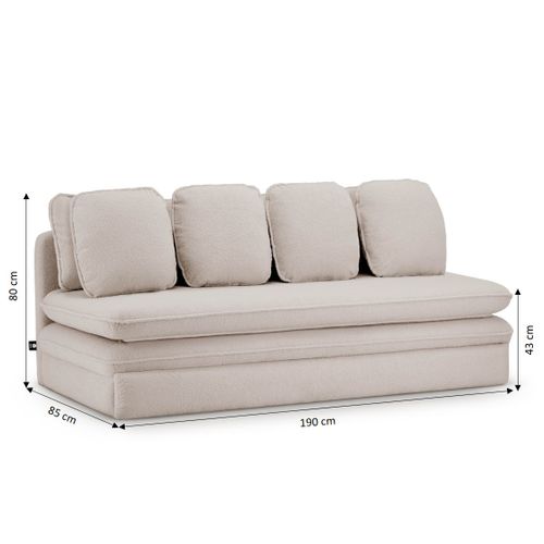 Banquette Convertible Noma 3 Places Tissu Bouclette Beige