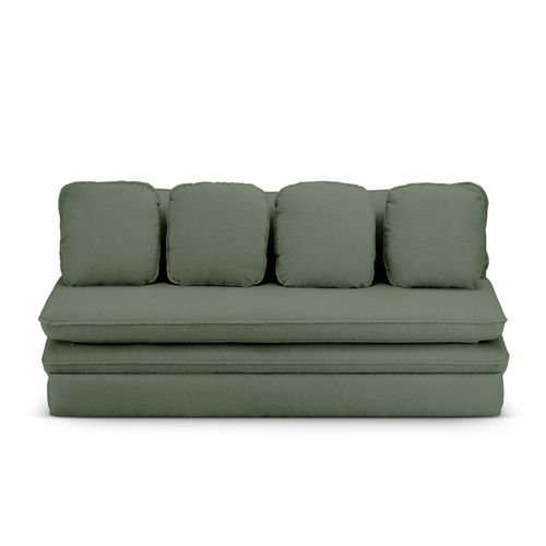 Banquette Convertible Noma 3 Places Tissu Bouclette Vert Kaki