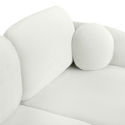 Canapé D'angle Droit Convertible Carlotta 4 Places Tissu Chenille Écru