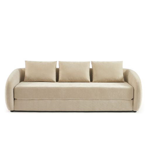 Canapé Droit Paz Déplimousse 3 Places Tissu Chenille Beige