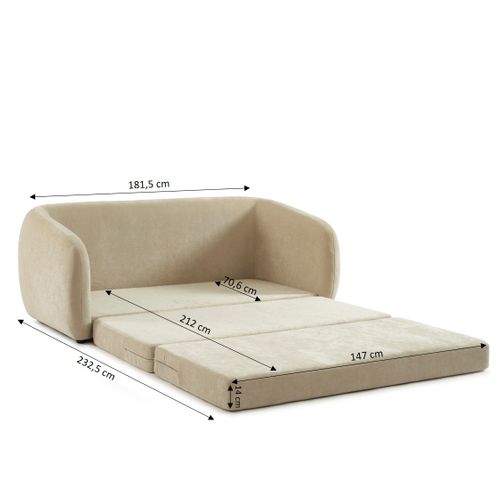 Canapé Droit Paz Déplimousse 2 Places Tissu Chenille Beige