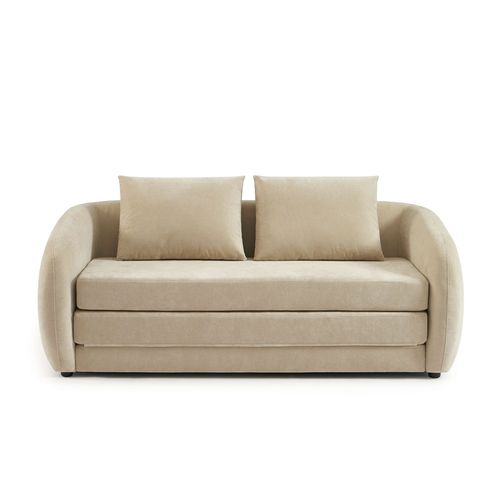 Canapé Droit Paz Déplimousse 2 Places Tissu Chenille Beige