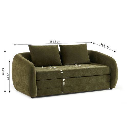 Canapé Droit Paz Déplimousse 2 Places Tissu Chenille Vert