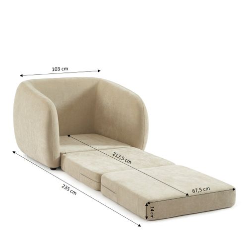 Fauteuil Paz Déplimousse Tissu Chenille Beige