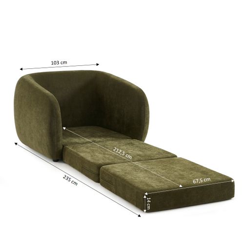 Fauteuil Paz Déplimousse Tissu Chenille Vert