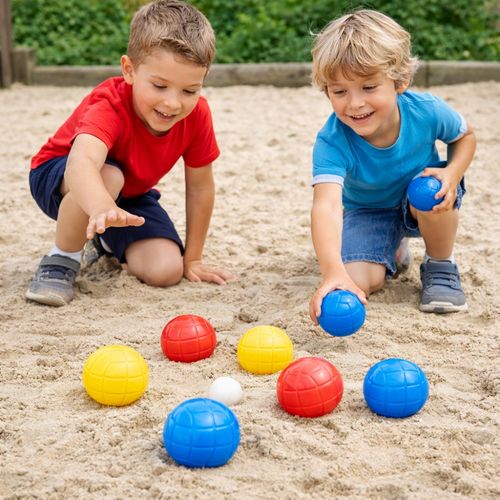 Set De 6 Boules De Pétanque Enfants Colorées – Avec Cochonnet Et Boîte De Rangement Noire – Jeu D’ex