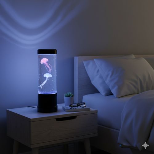 Lampe Aquarium Méduse LED – 2 Méduses Colorées, Changement Automatique, Double Alimentation,