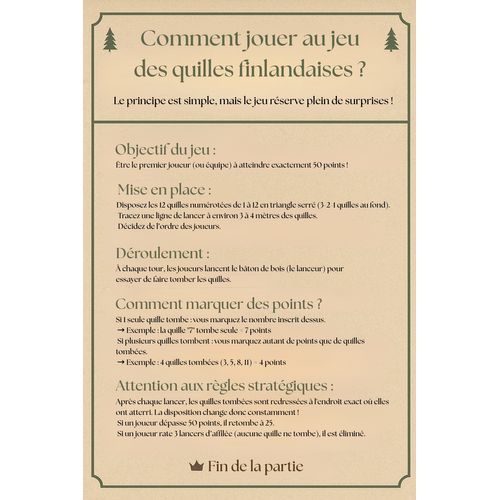 Jeu De Quilles Nordiques En Bois Compact Pour Enfants Et Adultes Jeu D'adresse Et De Précision Idéal
