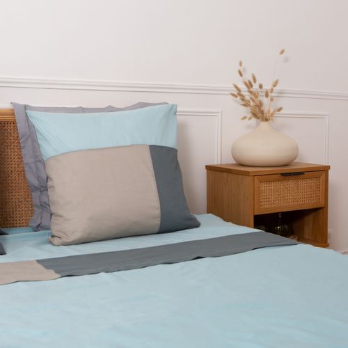 Drap Plat Coton Trio Bleu - 270 X 300 cm