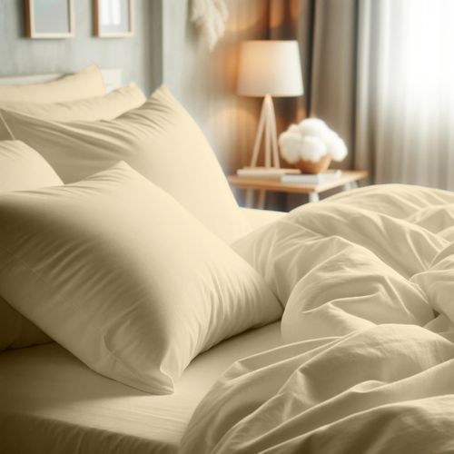 Taie D'oreiller Polycoton Tertio® Beige Ficelle - 63 X 63 cm Sans Volant