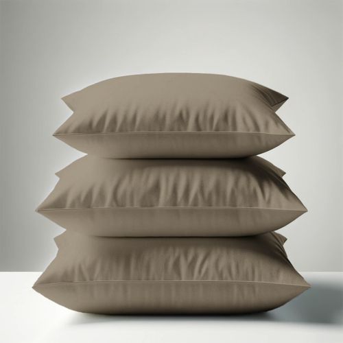 Taie D'oreiller Polycoton Tertio® Taupe - 63 X 63 cm Sans Volant