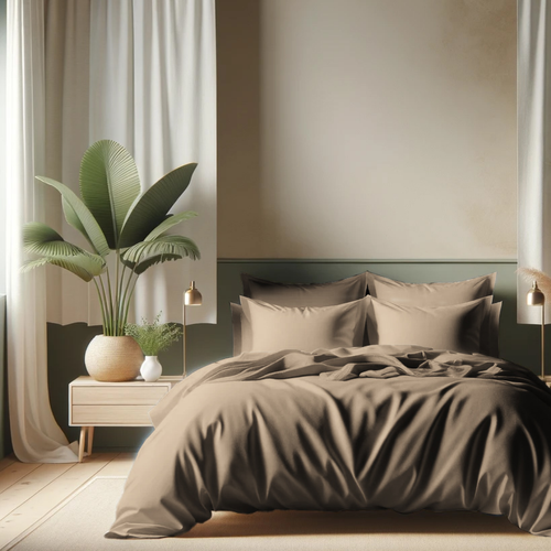 Drap Plat Coton Taupe - 270 X 300 cm