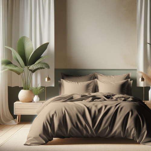 Drap housse coton  Taupe - 60 X 120 cm