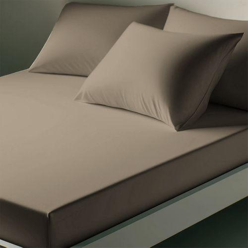 Drap-housse polycoton Taupe - 90 X 200 cm