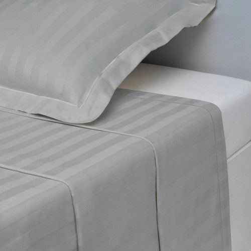 Drap Plat Coton Gris Perle -180 X 290