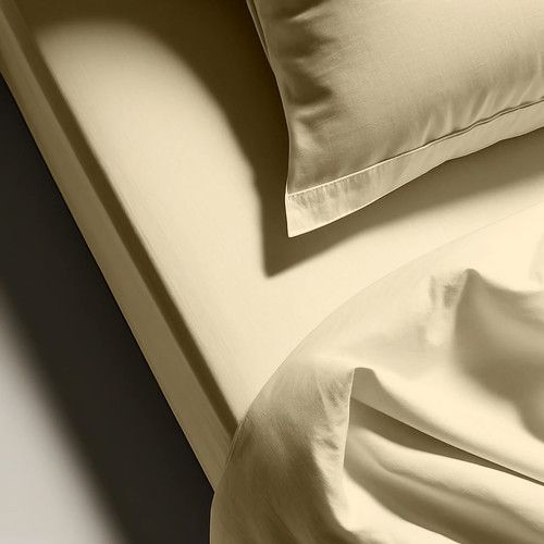 Drap Plat Coton Beige Ficelle - 180 X 290 cm