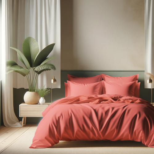 Drap Plat Coton Pêche - 270 X 300 cm