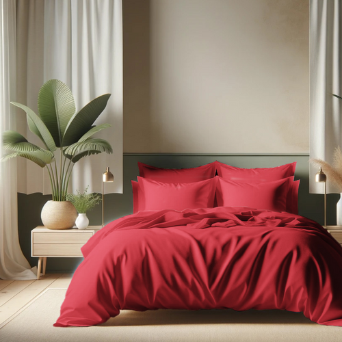 Drap-housse Coton Rouge Carmin - 120 X 190 cm