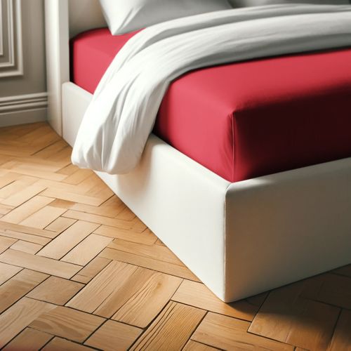 Drap-housse Coton Rouge Carmin - 120 X 190 cm