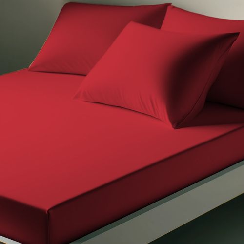 Drap-housse Coton Rouge Carmin - 120 X 190 cm