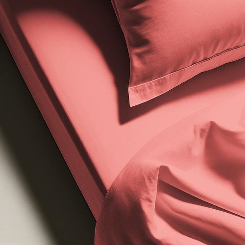 Drap Plat Coton Pêche - 240 X 300 cm