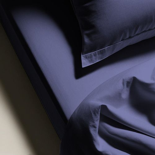 Drap Plat Coton Bleu Indigo - 180 X 290