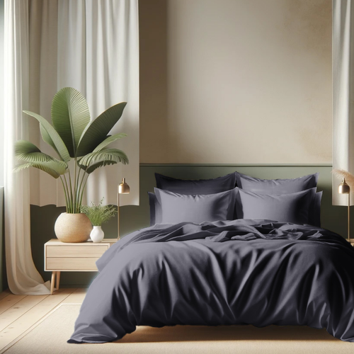 Drap Plat Coton Gris Anthracite - 180 X 290 cm