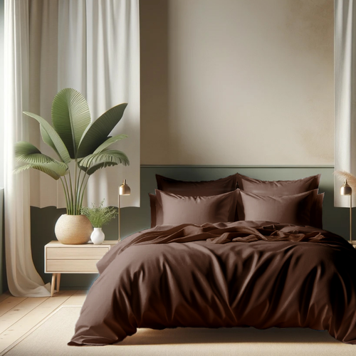 Drap Plat Coton Chocolat - 270 X 300 cm