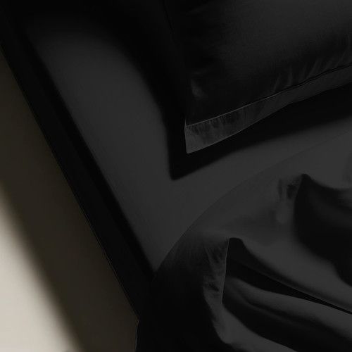 Drap Plat Coton Noir - 180 X 290 cm