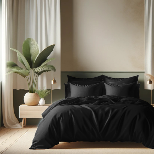 Drap Plat Coton Noir - 240 X 300 cm