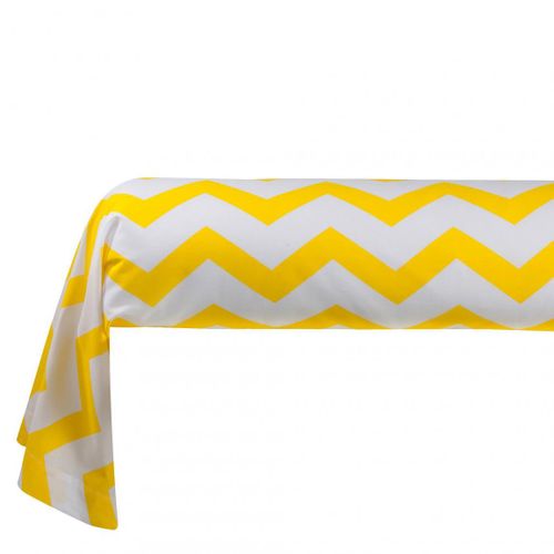 Taie D'oreiller Coton Chevron  Jaune/blanc  - 63 X 63 Avec Volant